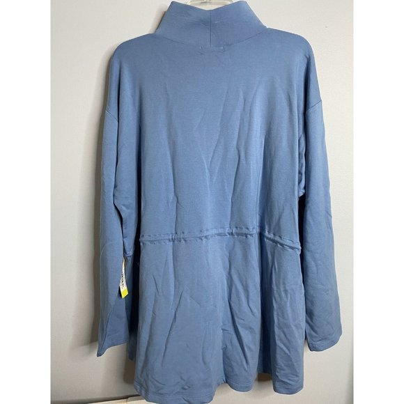NWT Summersalt Softest French Terry Cinch Waist Pullover Top Blue Large - Picture 8 of 8